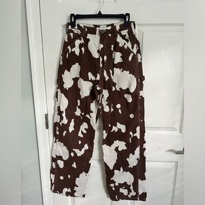 BDG Brown & White Cow Print Cargos